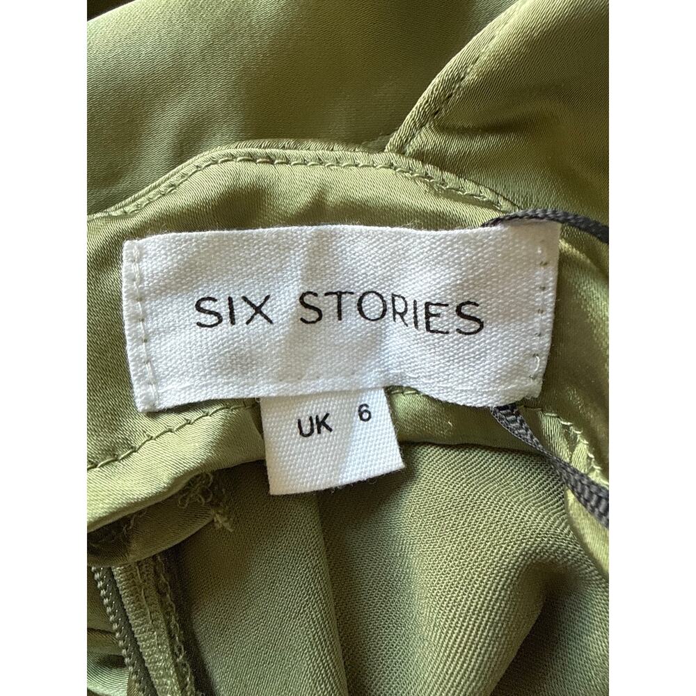 Six Stories Nwt Metallic Halter Neck Satin Bridesmaid Dress Moss Green Size 2 — image 8 of 8